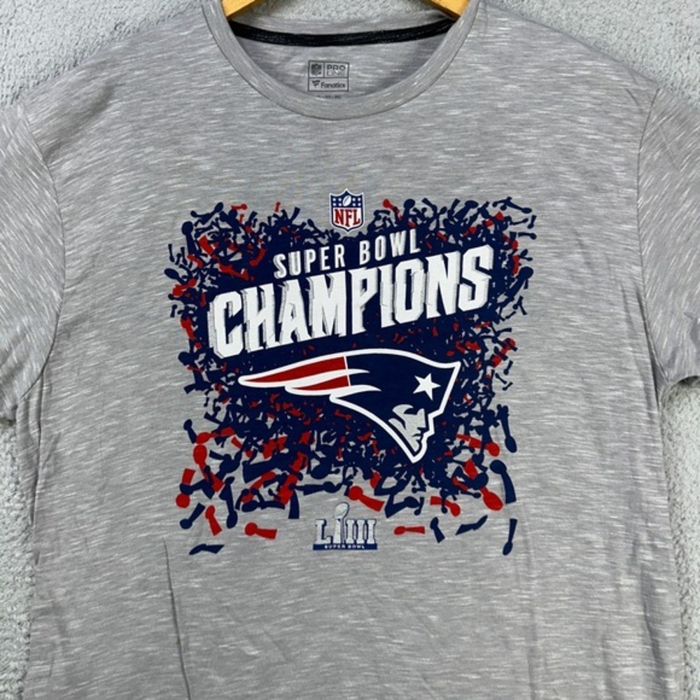 New England Patriots NFL Mens T-Shirt XL Grey Super Bowl Champions Pro Line NEW